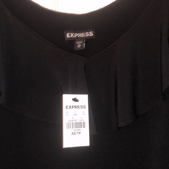 Express Ruffle Overlay Cold Shoulder Blouse - Picture 2 of 5